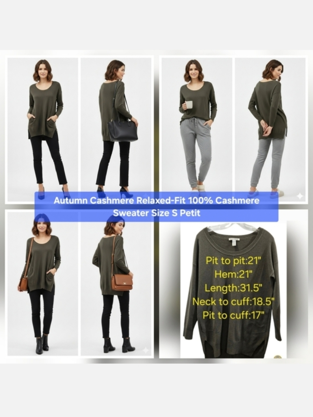 Autumn Cashmere Relaxed-Fit 100% Cashmere Sweater Size SP